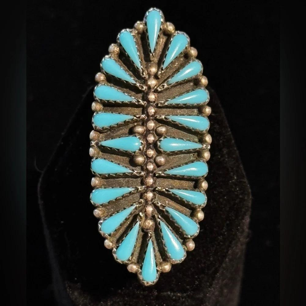 Vintage Native American Turquoise Sterling Silver Ring Size 6 (6)